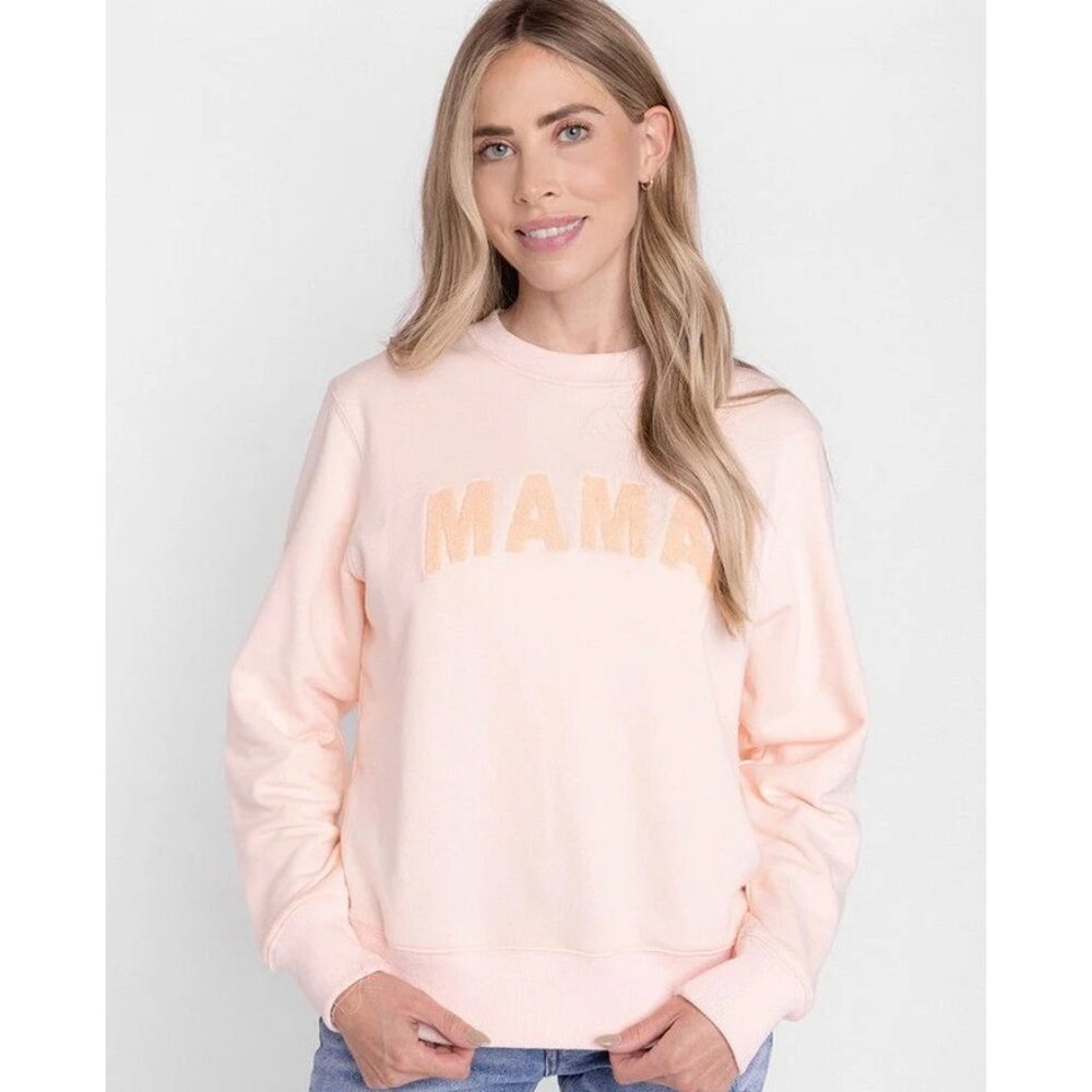 LE LA LO Womens Mama Chenille Sweatshirt Pullover Crew Neck Light‎ Pink Large